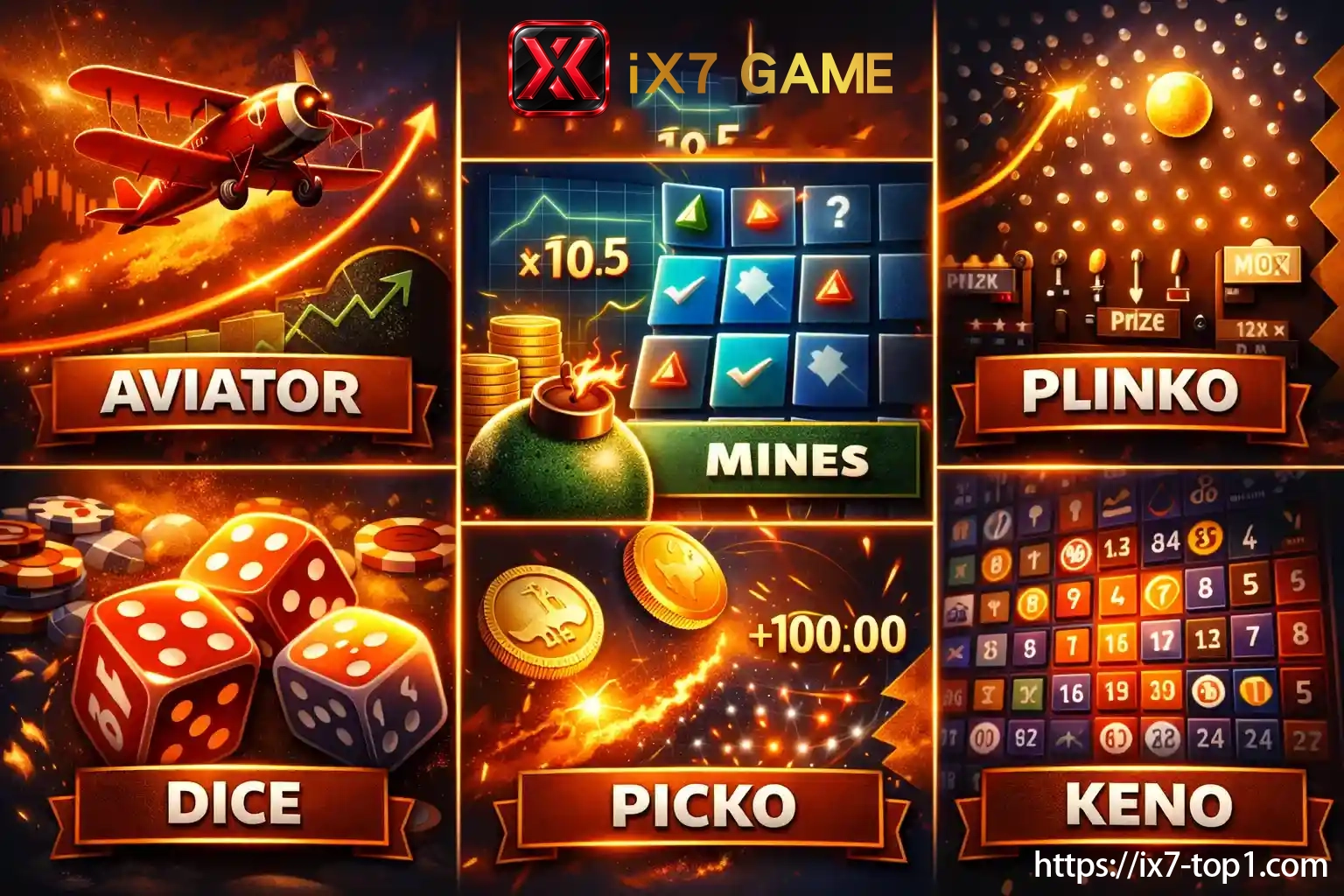 Aviator, Mines, Plinko, Dice, and Keno instant games