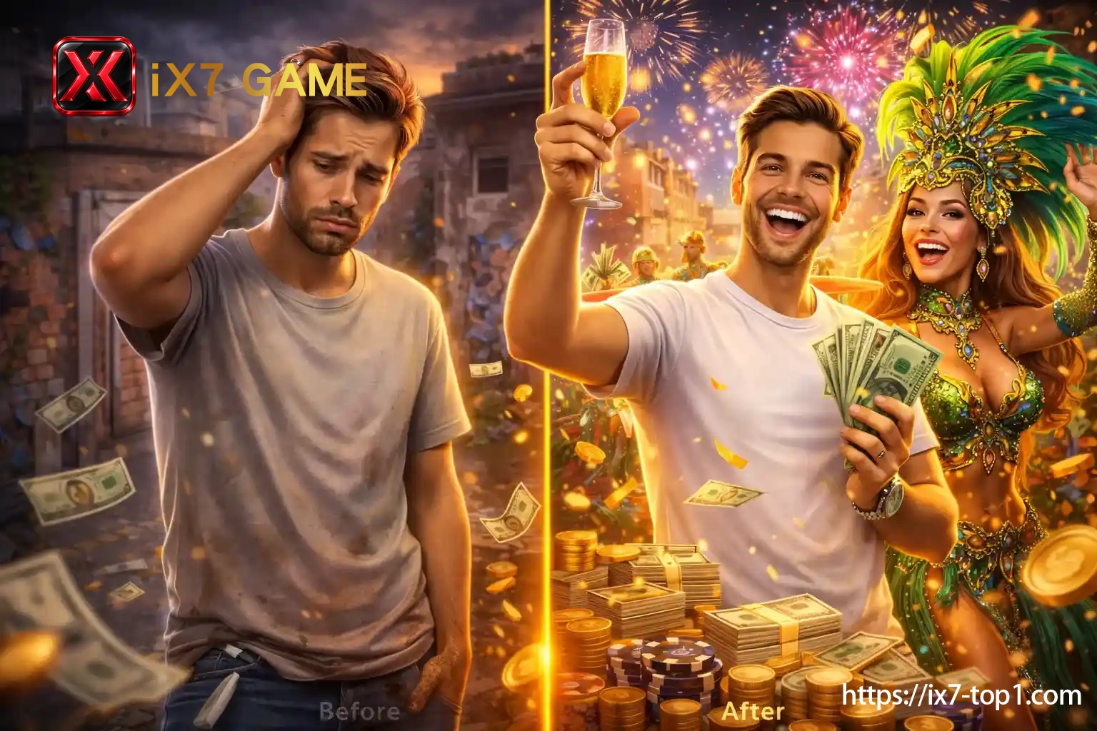 Instant casino result shown before and after a round