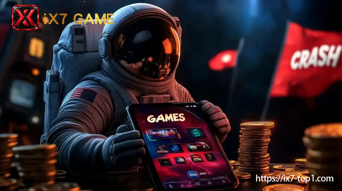 Mobile crash and slot games with an astronaut theme